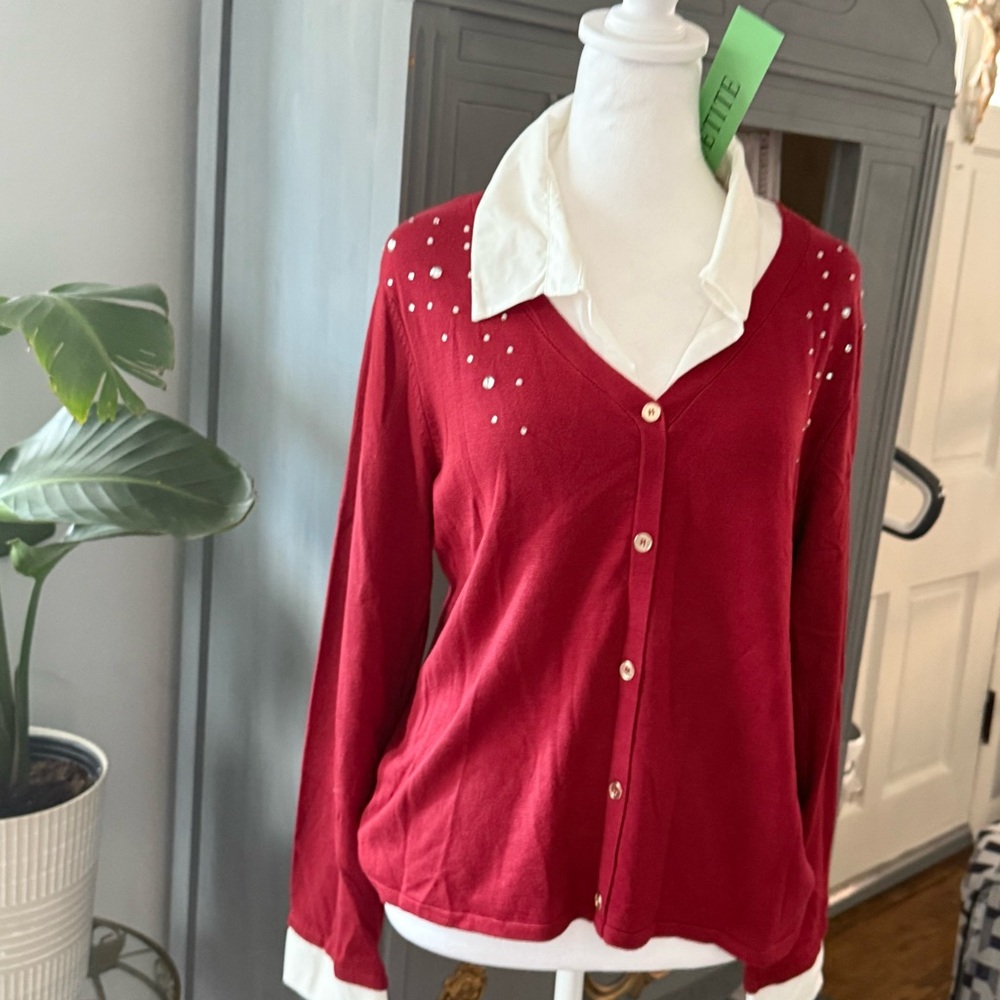 5 for $20 🌻 Red Sweater with White Accents